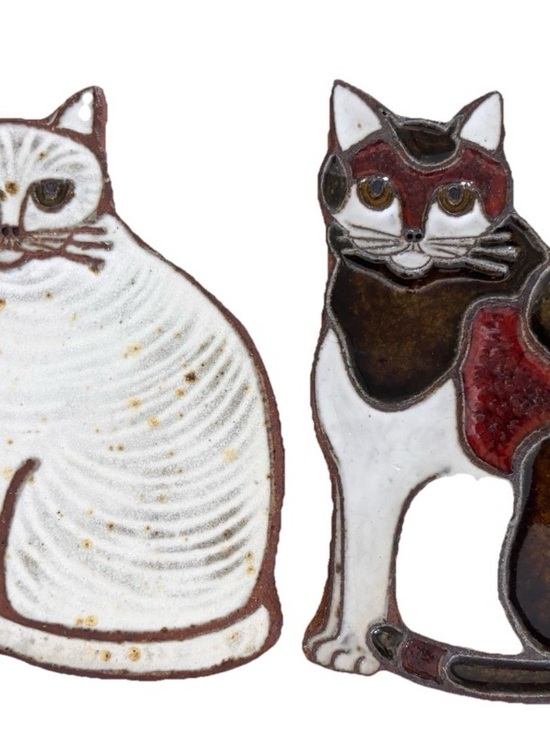 Victoria Littlejohn Other - Vintage Victoria Littlejohn Folk Art Pottery White Cat/Calico Cat Art Kitchen